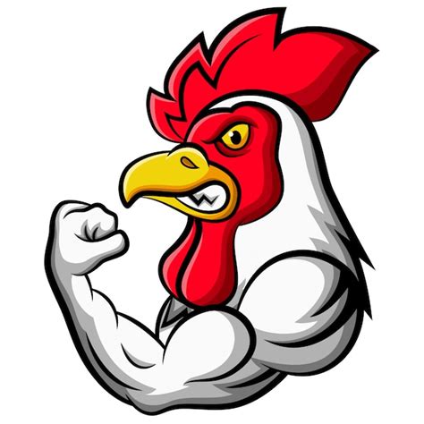 Premium Vector | Cartoon strong chicken mascot design