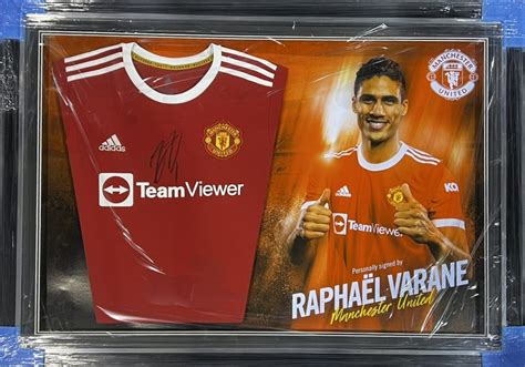 Framed Raphaël Varane Signed Manchester United Football Shirt | Gold ...