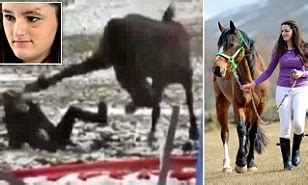 Rosie Morton: Moment teenager narrowly cheats death as her horse kicks her in the HEAD after she ...