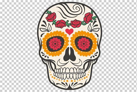 Descarga gratis | Flores rojas y kalabera ilustración, calavera mexicana cocina mexico día del ...