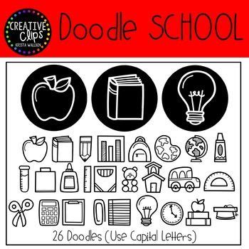 School Doodle FONT {Creative Clips Clipart} | Creative clips clipart, Doodle fonts, Doodles