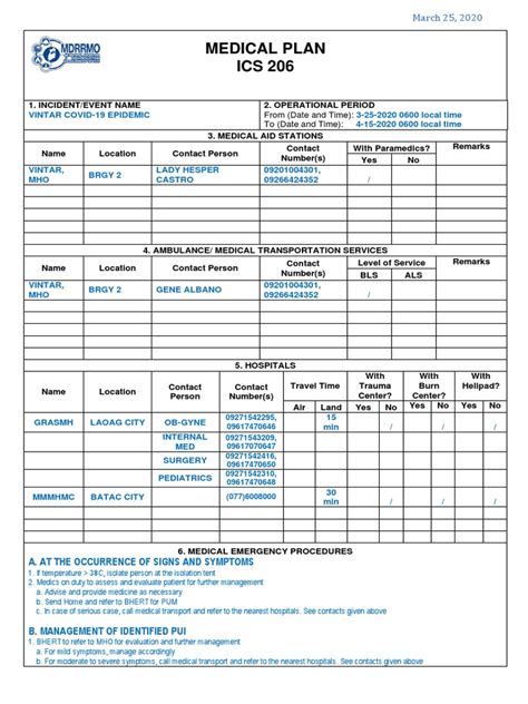 2.12 ICS Forms ICS 206 | PDF | Paramedic | Medical Specialties