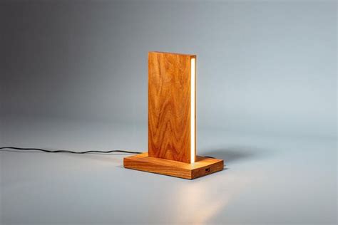 Wooden Table Desk LED Lamp / USB Charger / Modern Minimalist Loft ...