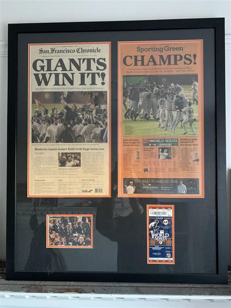 My most prized piece of Giants memorabilia. Original newspapers from 11/2/2010, my ticket to ...