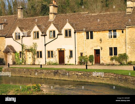 Traditional cottages in this National Trust village Stock Photo - Alamy