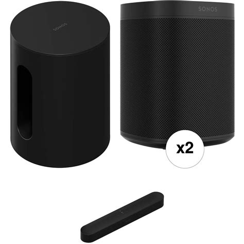 Sonos Beam Soundbar with Sub Mini Subwoofer & One SL Speaker