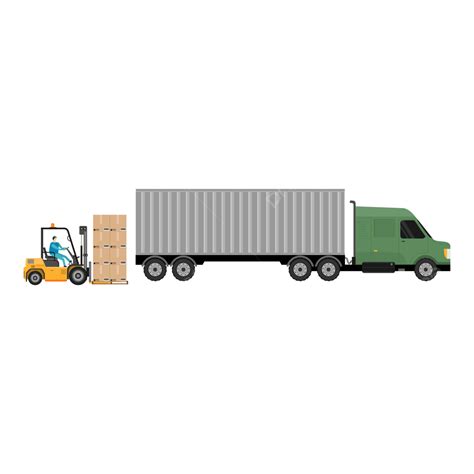 Illustration Of Loading Goods With A Forklift Into Container Truck ...