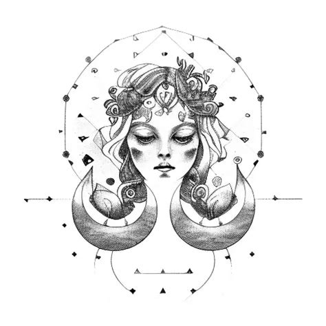 Dotwork "Gemini, Leo, Children, 6, Love,..." Tattoo Idea - BlackInk AI