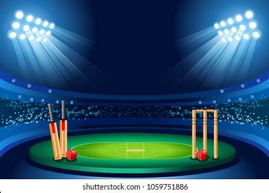 Cricket Stadium Background Hitting Recreation Equipment Stock Vector ...