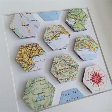 On-trend, this hexagon map artwork has space to display up to 8 maps of your choice. Each piece ...