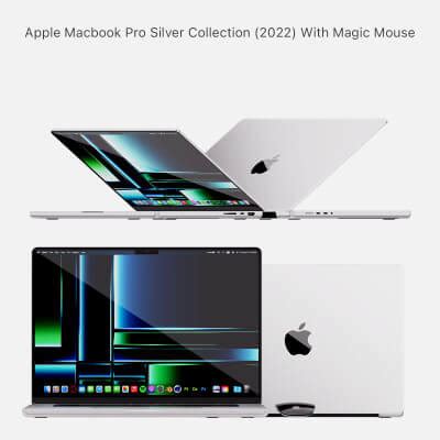 Apple MacBook Pro 14 - 16 Silver 2022 With Magic Mouse 3D Model by amirhs09