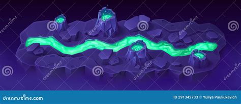 Volcano Island Map for Game Level Interface Stock Vector - Illustration ...