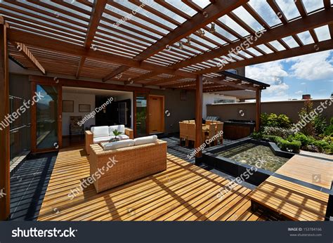 Interior Design Beautiful Terrace Lounge Pergola Foto de stock ...