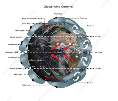 Global Wind Currents, Illustration - Stock Image - F031/8343 - Science ...