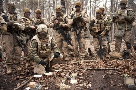 U.S. Marine Corps officers receive a briefing during urban operations training at The Basic ...