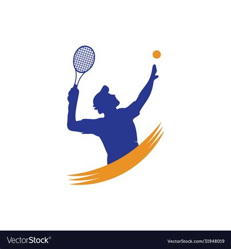 Tennis player logo design Royalty Free Vector Image