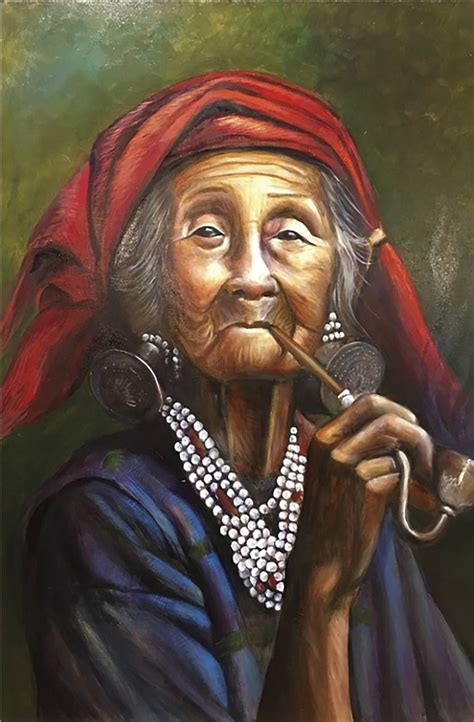 Old Woman Smoking a Pipe Painting by Jennie Smallenbroek | Saatchi Art