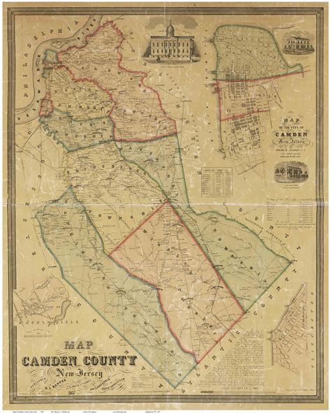 Camden County New Jersey 1857 - Old Map Reprint - OLD MAPS