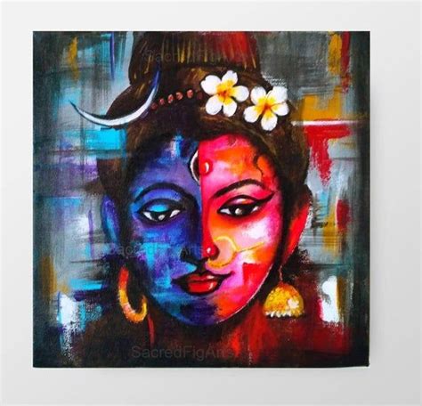 Shiva Shakti, Shiv Parvati, 12x12, Modern Painting, Acrylic on Canvas ...