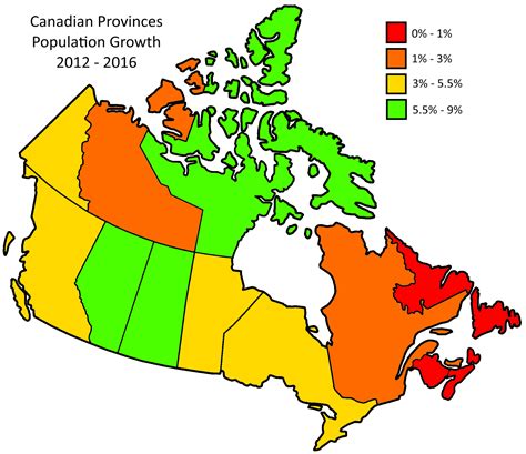 Canadian provinces population growth (2012 - 2016) - Vivid Maps | Map ...