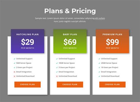 Awesome pricing plans Website Design