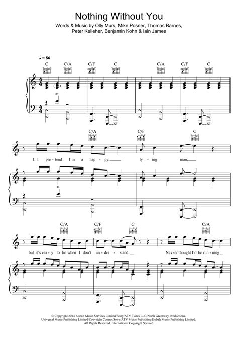 Nothing Without You Sheet Music | Olly Murs | Piano, Vocal & Guitar Chords