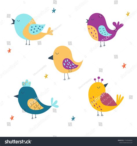 Set Cute Birds Vector Illustration Isolated Stock Vector (Royalty Free) 1724948443 | Shutterstock