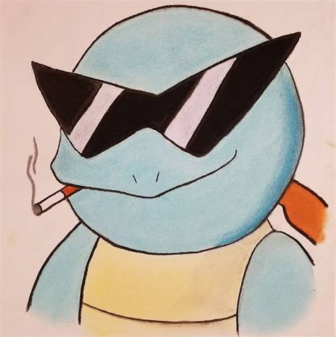 Pokemon Squirtle With Glasses Drawing