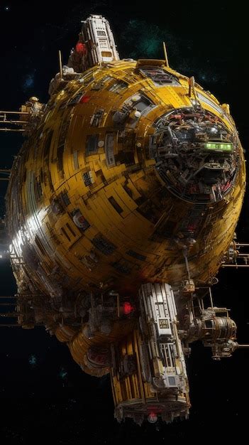 Premium AI Image | A yellow damaged space ship in space