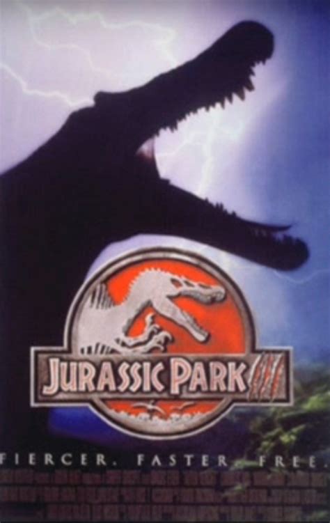 the movie poster for the film's title is shown in front of an image of a dinosaur