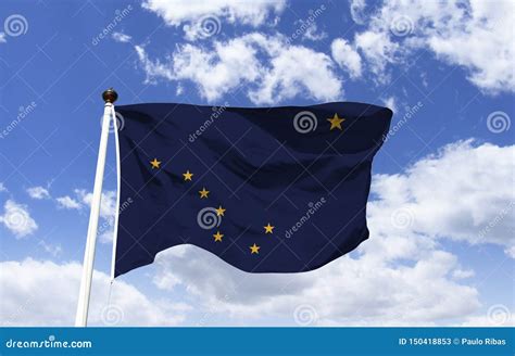 Alaska Flag Mockup in the Wind Stock Illustration - Illustration of ...