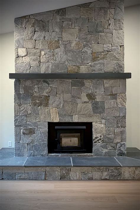 Castle stone fireplace modern rustic mantel shelf stacked stone veneers – Artofit