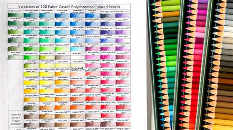 120 Polychromos Faber-Castell Colour Pencils Swatch Chart - YouTube