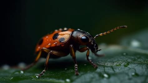 Premium Photo | Macro shot of a ladybug on a leaf in the raingenerative ai