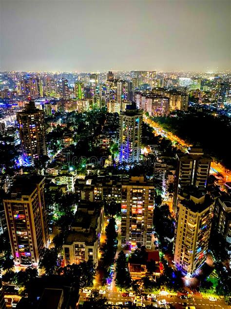 Aerial View Of Mumbai, India Illuminated At Night Stock Photo - Image ...