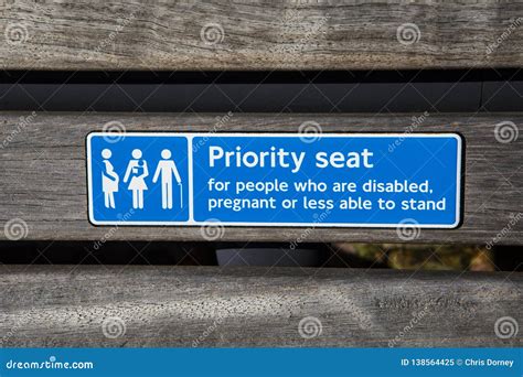 Priority Seat at a Train Station in the UK Stock Image - Image of ...