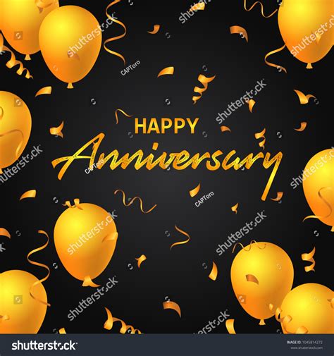 Happy Anniversary Balloons Typography Banner Background Stock Vector (Royalty Free) 1045814272 ...