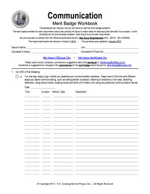 Communication. Merit Badge Workbook - Troop366 2020-2024 - Fill and Sign Printable Template Online