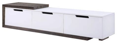 Modern Entertainment Center, 3 Storage Drawers and Sliding Side Top, White/Oak - Transitional ...