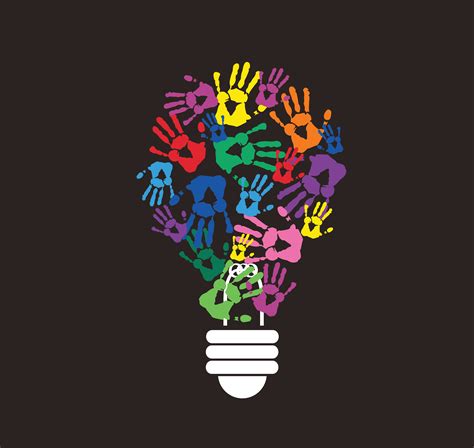 colorful handprint in lightbulb shape , symbol of thinking concept 532002 Vector Art at Vecteezy