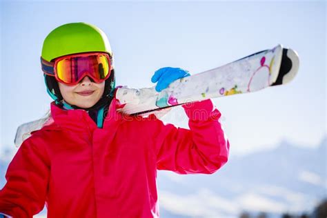 Teenage Girl Skiing in Swiss Alps. Stock Image - Image of female ...