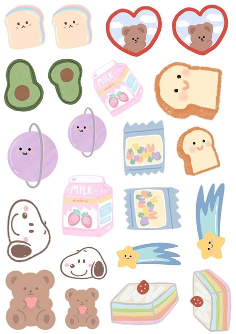 Aesthetic sticker pack template Korean printable | Милые каракули ...