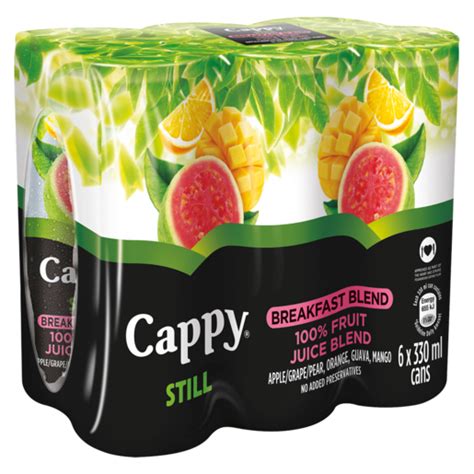 Cappy Still 100% Fruit Breakfast Juice Blend Cans 6 x 330ml | Fresh Fruit Juice | Juices ...