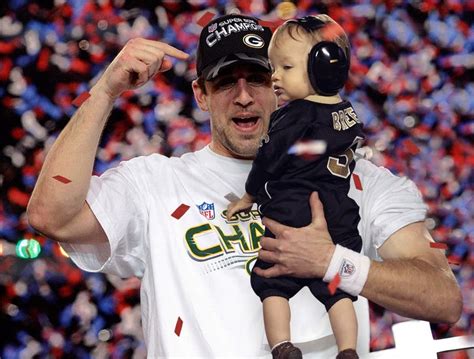 Aaron Rodgers Celebrates Super Bowl Win With Drew Brees' Son