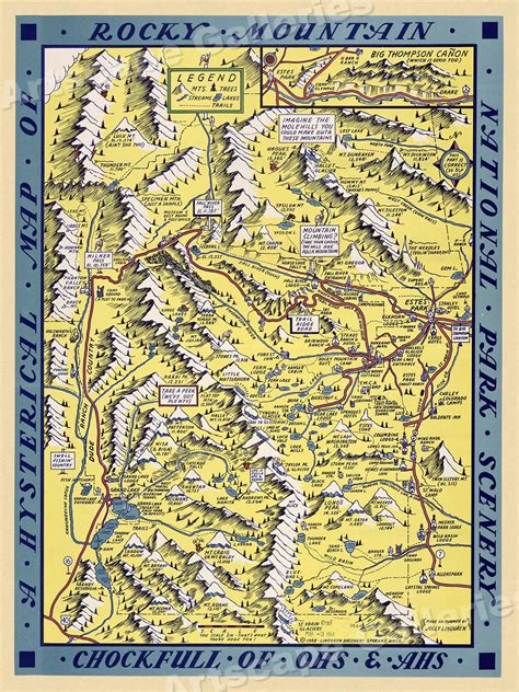 1940s “A Hysterical Map of Rocky Mountains” Vintage Style Funny Map - 24x32 | eBay