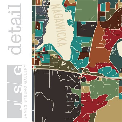 Delafield Wisconsin Art Map Print waukesha County Lake - Etsy