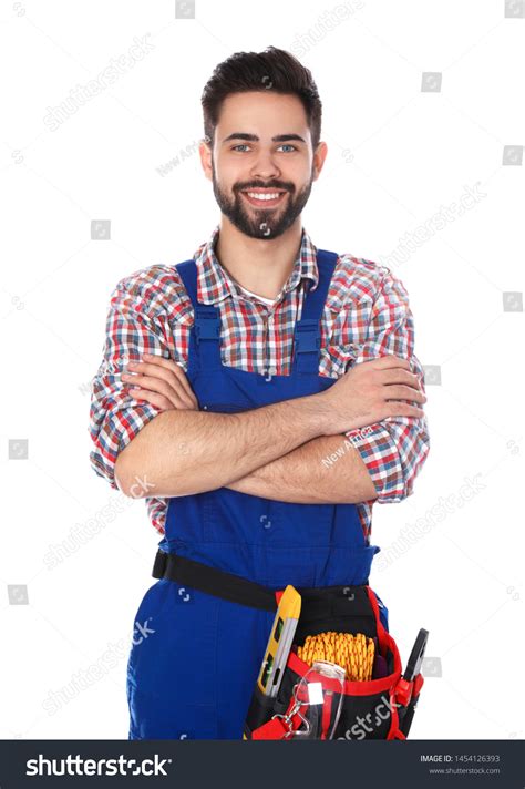 Portrait Construction Worker Tool Belt On Stock Photo 1454126393 ...