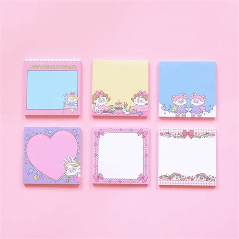 50 sheets Cute Girl Korean Sticky Notes Memo Pad Kawaii Stationery ...