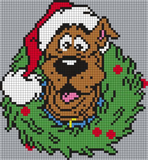 Scooby-Doo Christmas Wreath (Square Grid Pattern) | Christmas cross stitch, Cross stitch designs ...