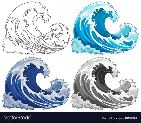 Group of traditional japanese wave Royalty Free Vector Image